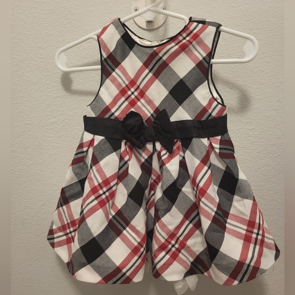 Infant Red Black and White Plaid Dress